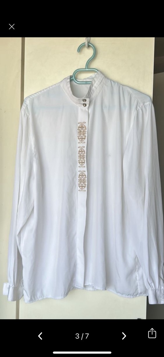 Nakış Detaylı Beyaz Kadın Gömlek - Görsel 4