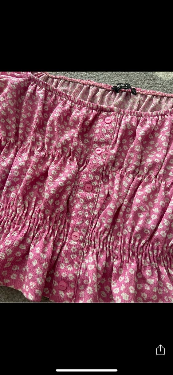 Pembe Düğmeli Kısa Kollu Mini Bluz - Görsel 2