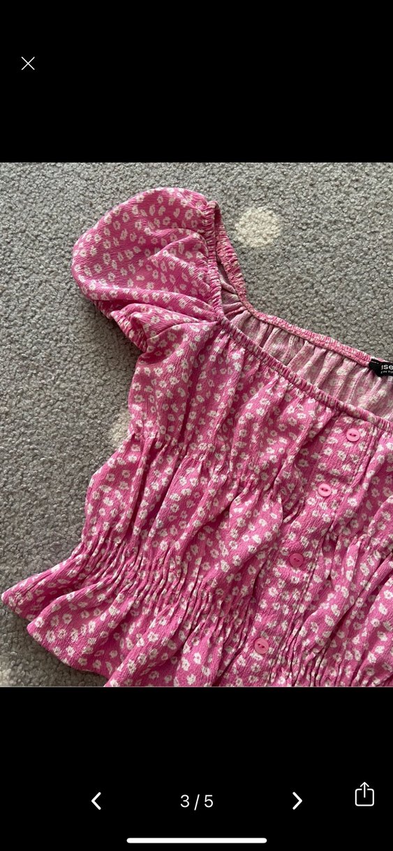 Pembe Düğmeli Kısa Kollu Mini Bluz - Görsel 3