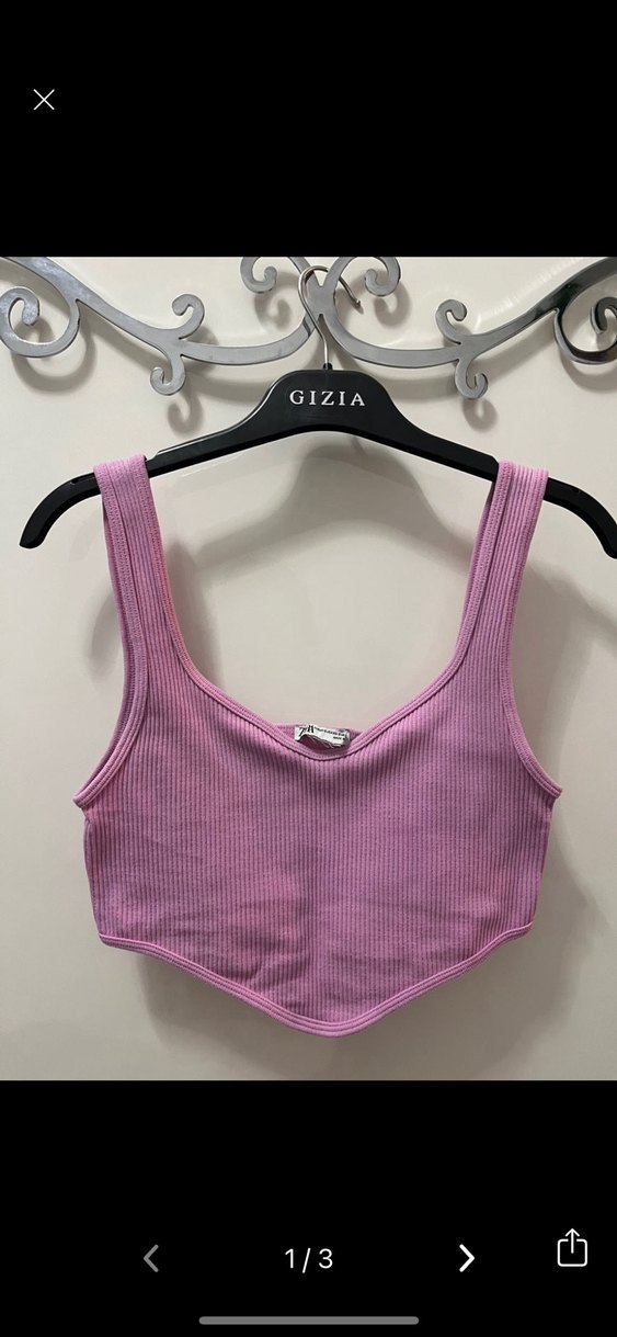 Pembe Kadın fitilli Crop Top - Görsel 2