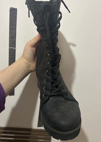 Siyah Kadın Goth Bot, Tokalı, Blok Topuklu - Görsel 2