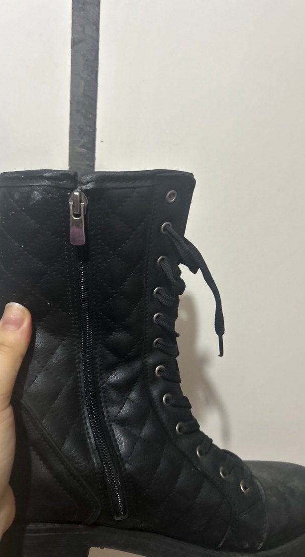 Siyah Kadın Goth Bot, Tokalı, Blok Topuklu - Görsel 3