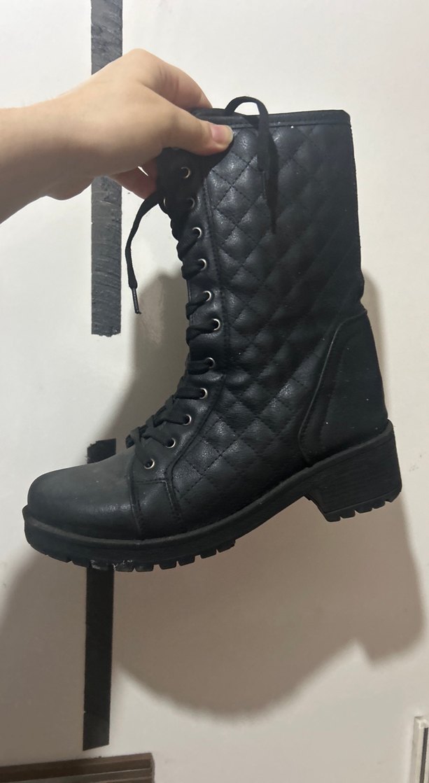 Siyah Kadın Goth Bot, Tokalı, Blok Topuklu - Görsel 4