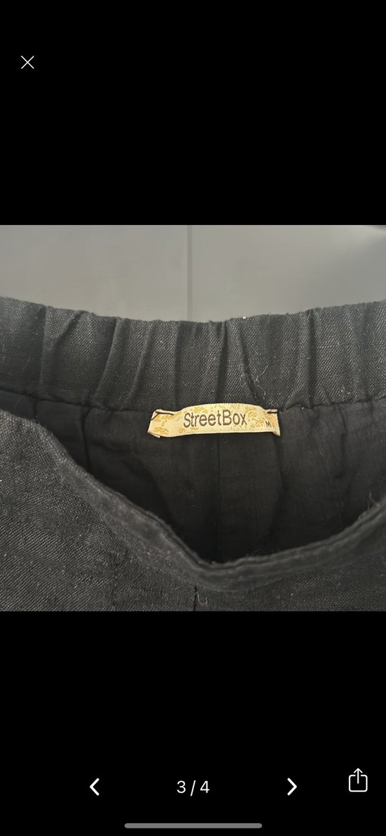 Siyah Kemerli Kadın Keten Pantolon - Görsel 3