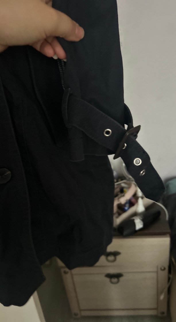 Kemerli Siyah Midi Trençkot - Görsel 4