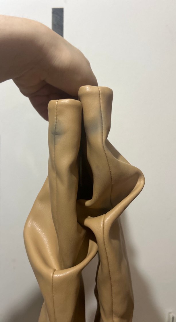 Bej Deri Dizüstü Stiletto Çizme - Görsel 3