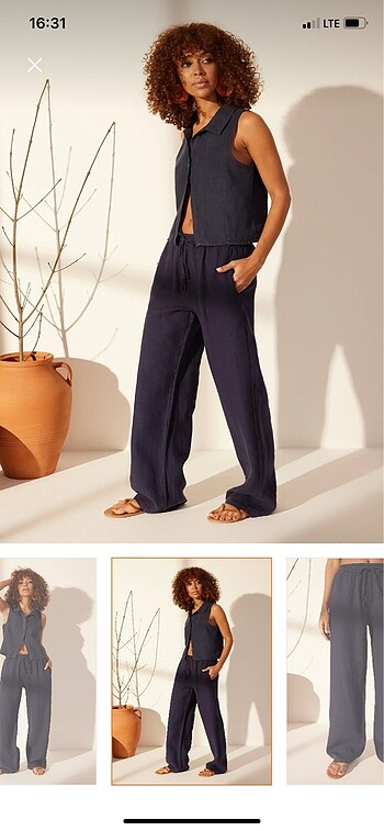 Trendyol & Milla Lacivert keten pantolon Trendyolmilla