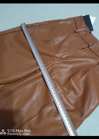 taba rengi deri şort - Görsel 4