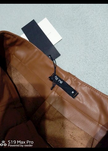 taba rengi deri şort - Görsel 5