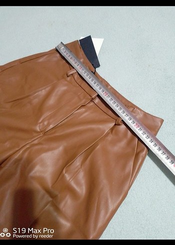 taba rengi deri şort - Görsel 3