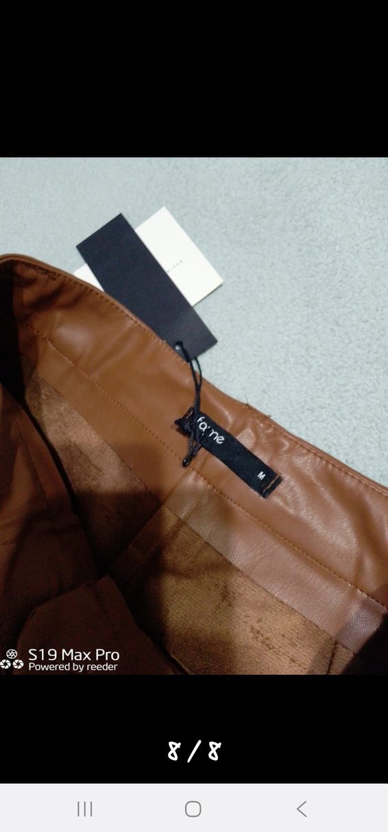 taba rengi deri şort - Görsel 5