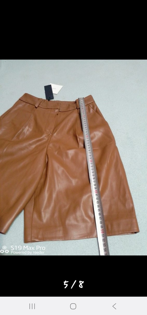 taba rengi deri şort - Görsel 2