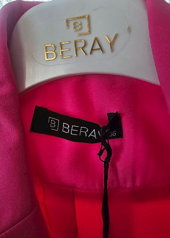 Pembe Uzun Kesim Düğmeli Kadın Blazer takim - Görsel 4