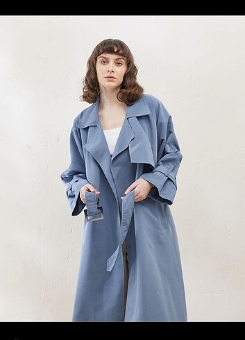 Indigo oversize trençkot