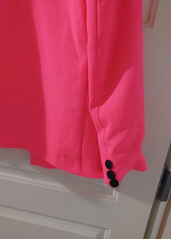 l Beden pembe Renk Pembe Düğmeli Kadın Blazer Ceket
