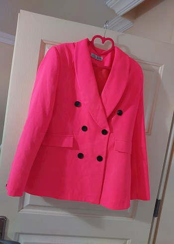 Pembe Düğmeli Kadın Blazer Ceket
