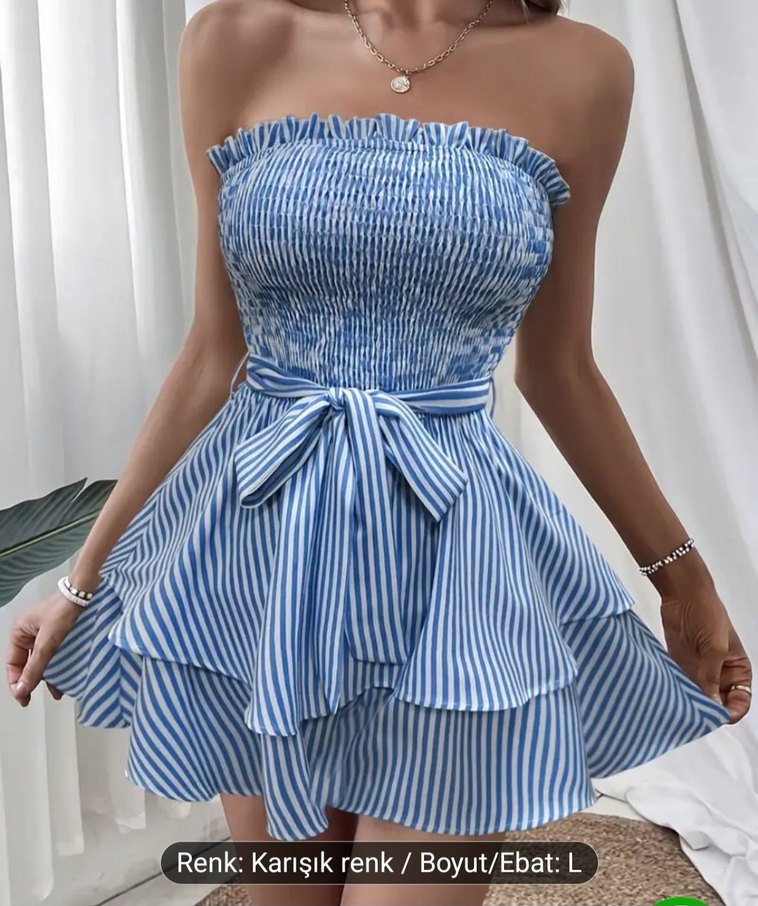 straplez kısa tulum - Görsel 3