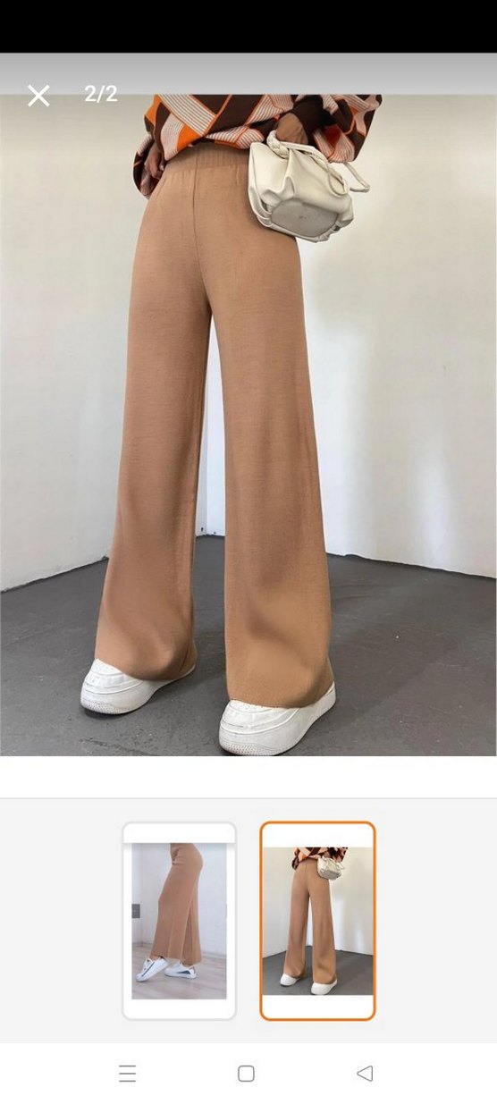 Kahverengi örgü kışlık pantolon - Görsel 2