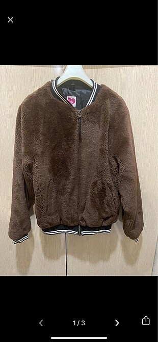 Peluş kahverengi mont