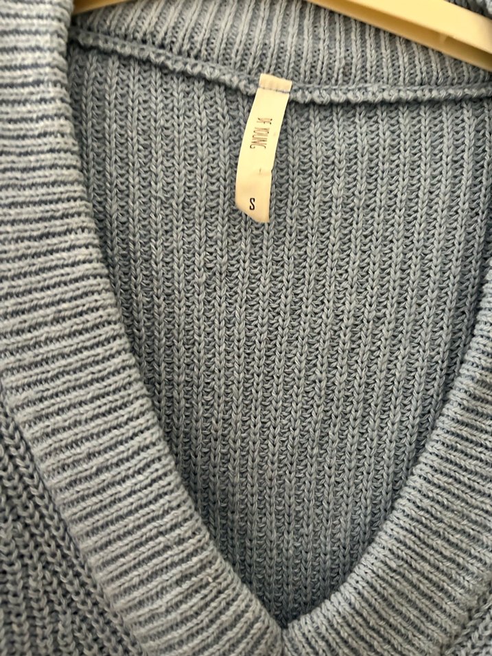 V Yaka Mavi Örgü Kadın Süveter defacto marka - Görsel 2