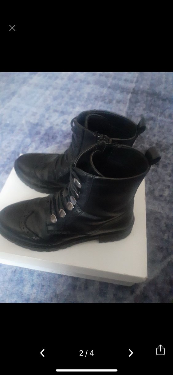 Siyah Deri Gotik Kadın Botları Tokalı - Görsel 2