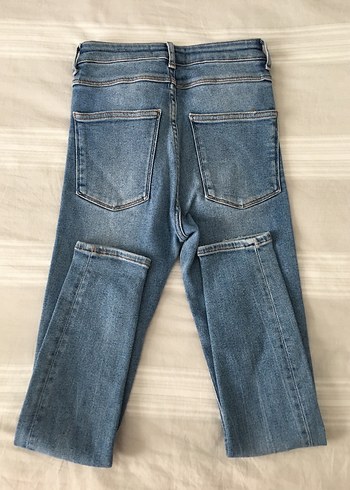 36 Beden Dar Kesim Midi Boy Mavi Denim Kadın Kot Pantolon
