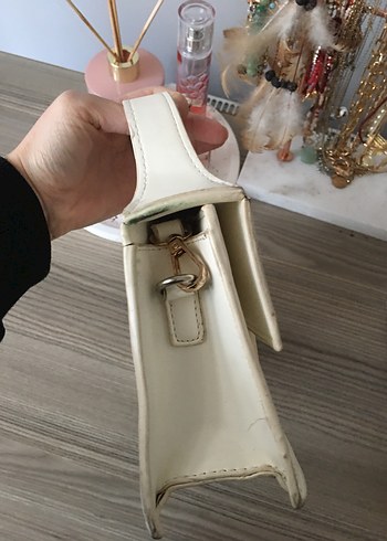 Beyaz Deri Bohem Kadın El Çantası - Görsel 4