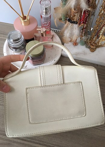 Beyaz Deri Bohem Kadın El Çantası - Görsel 2