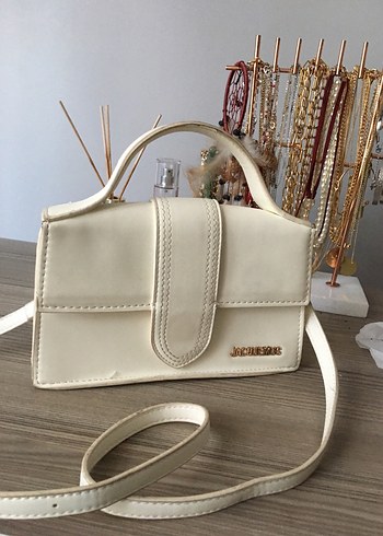 Beyaz Deri Bohem Kadın El Çantası - Görsel 8