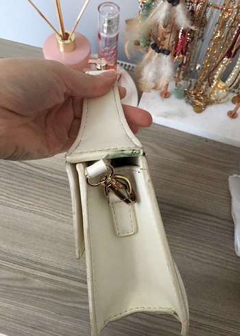 Beyaz Deri Bohem Kadın El Çantası - Görsel 3