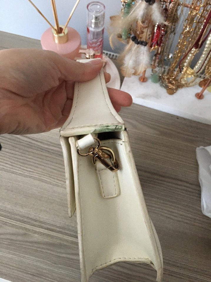 Beyaz Deri Bohem Kadın El Çantası - Görsel 3