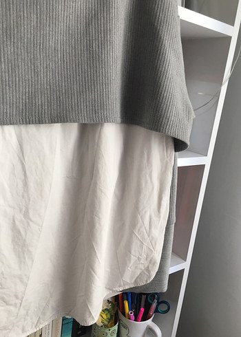 Gri Yüksek Yakalı Örme Kadın Kazak - Görsel 6