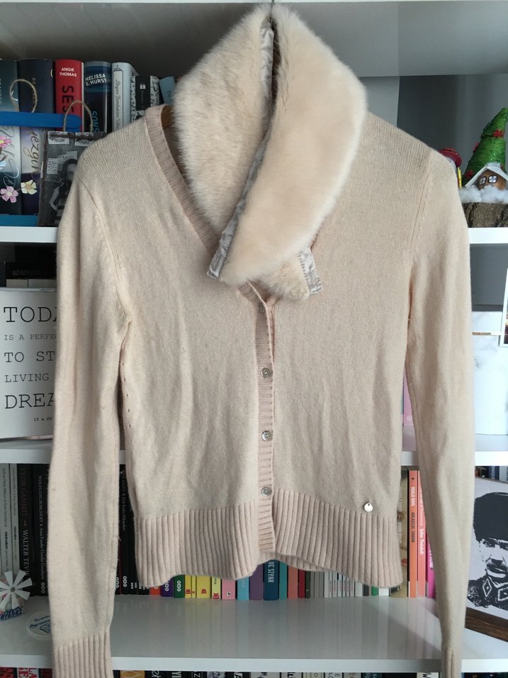 Kürklü Açık pembe Kadın Hırka - Görsel 2