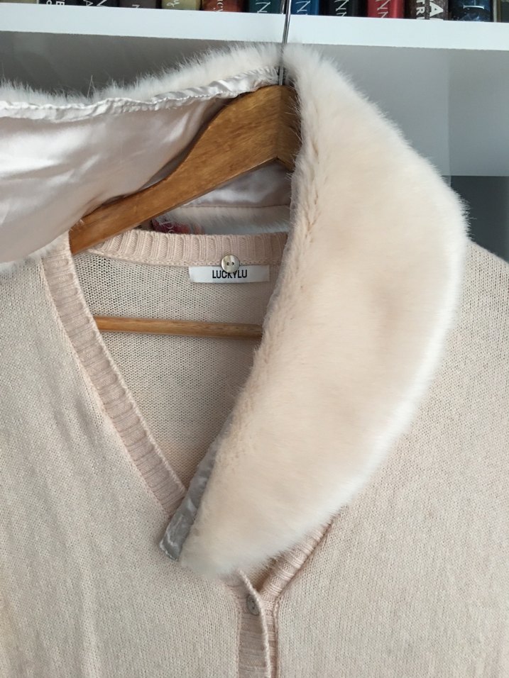 Kürklü Açık pembe Kadın Hırka - Görsel 3