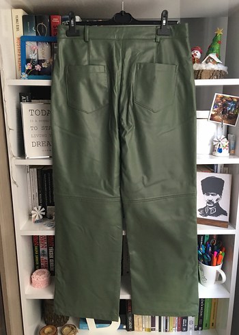 Kadın Haki Deri Pantolon - Görsel 4