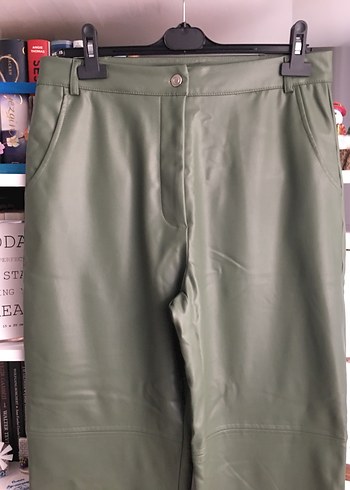 Kadın Haki Deri Pantolon - Görsel 2