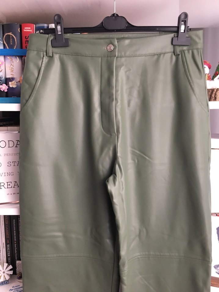 Kadın Haki Deri Pantolon - Görsel 2
