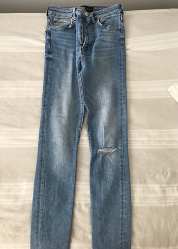 Kadın Mavi Dar Kesim Denim Pantolon - Görsel 4