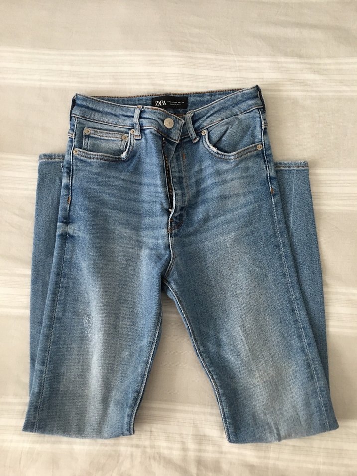 Kadın Mavi Dar Kesim Denim Pantolon - Görsel 3