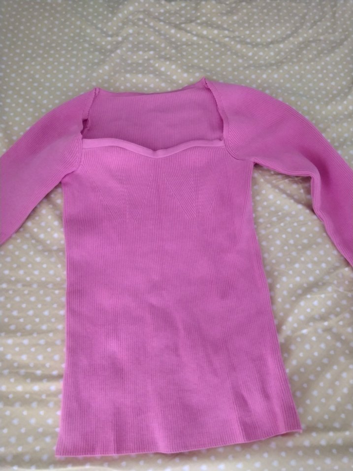 Pembe V Yaka Uzun Kollu Kadın triko - Görsel 2