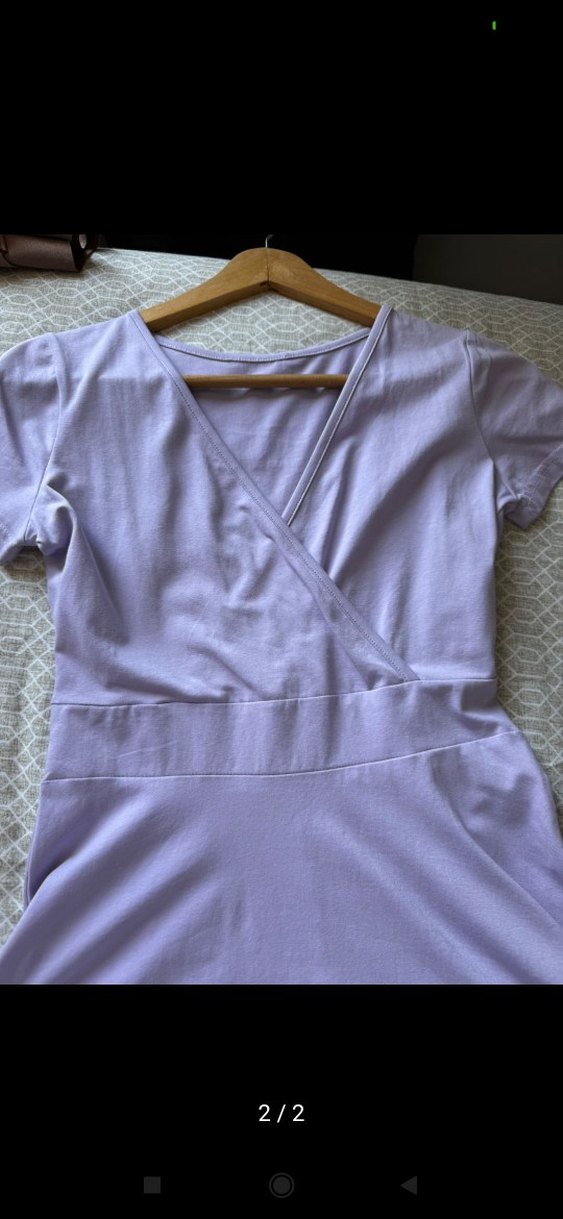 lila renk penye elbise - Görsel 2