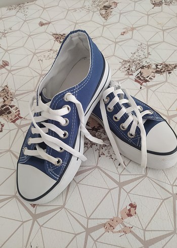 Kadın Mavi Denim Bağcıklı Spor Ayakkabı - Görsel 2