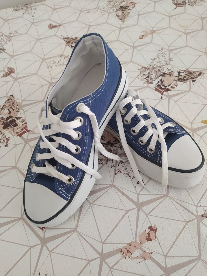 Kadın Mavi Denim Bağcıklı Spor Ayakkabı - Görsel 2