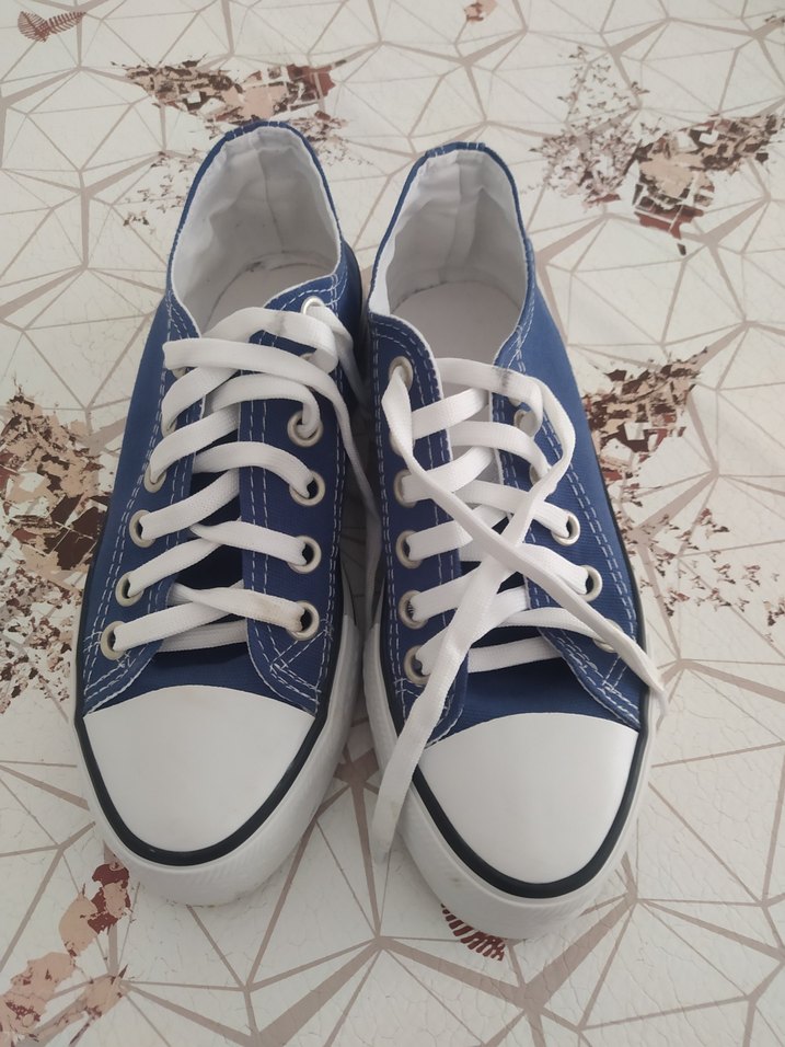 Kadın Mavi Denim Bağcıklı Spor Ayakkabı - Görsel 3