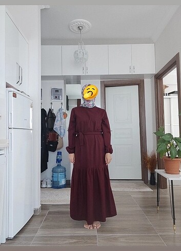 m Beden Bordo uzun elbise