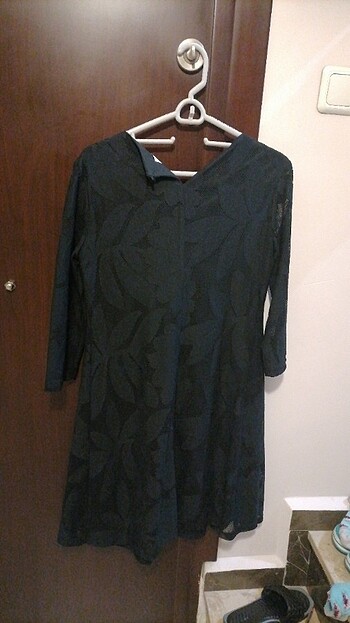 Siyah dantel elbise - Görsel 5