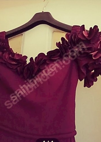 Bordo Fırfırlı düğün&nişan Elbisesi