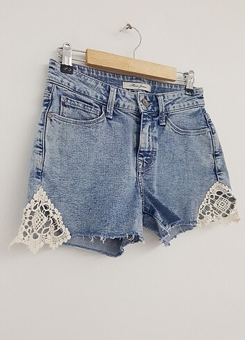 xs Beden Mavi Jeans Dantelli Kot Şort
