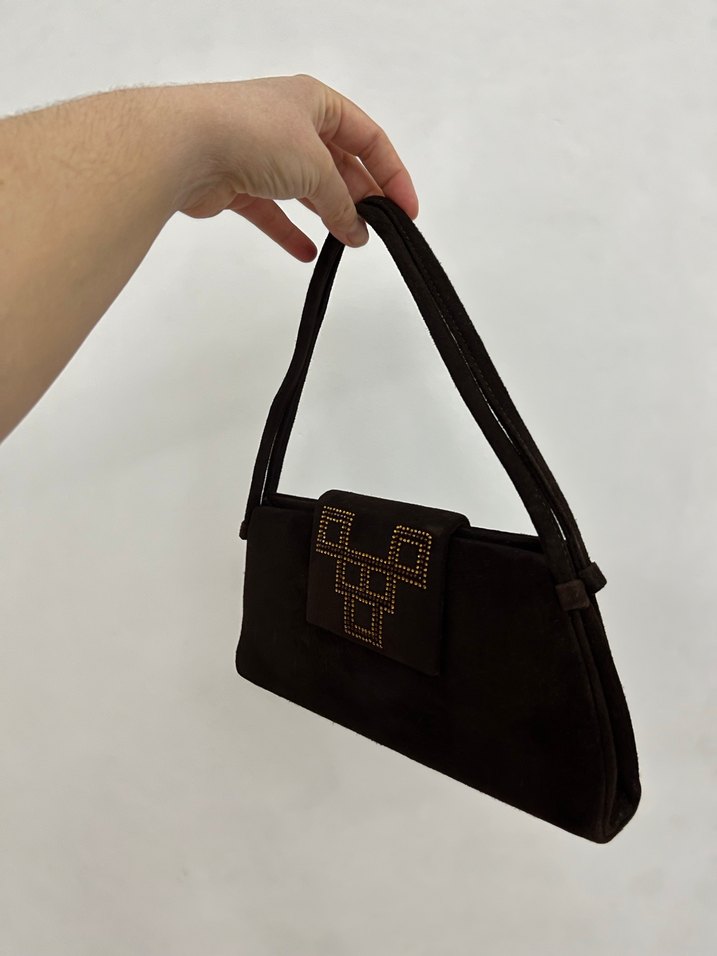 Süet Vintage Tote Çanta - Görsel 2