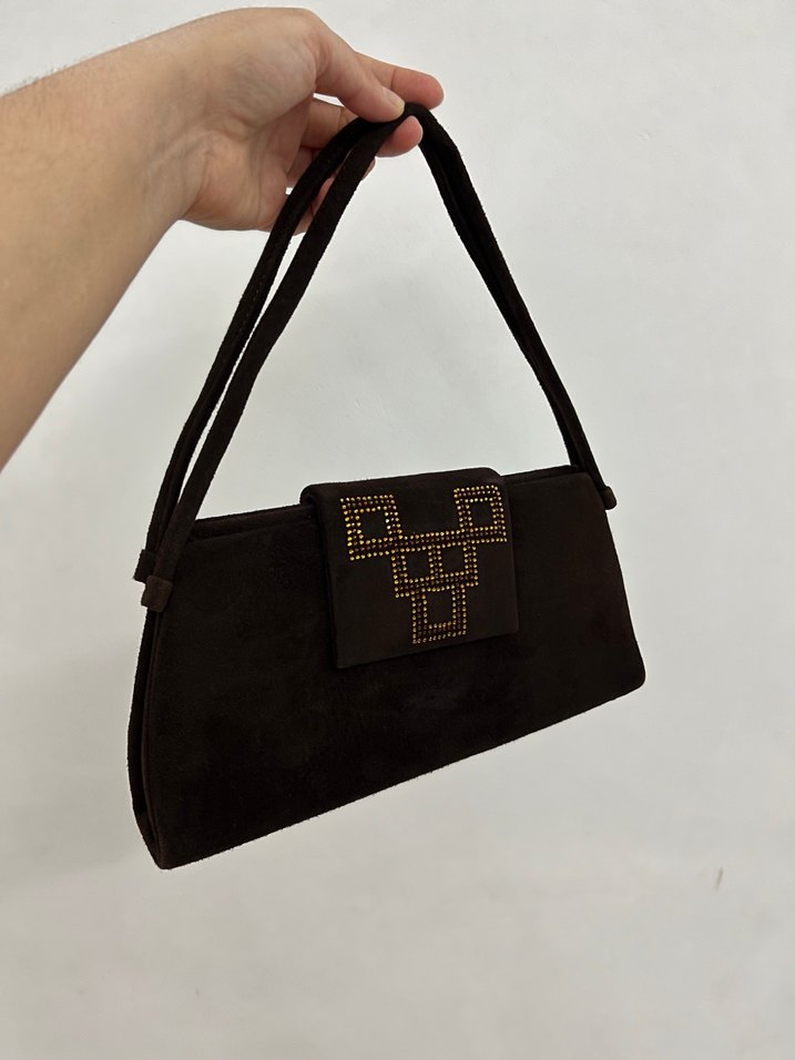 Süet Vintage Tote Çanta - Görsel 3